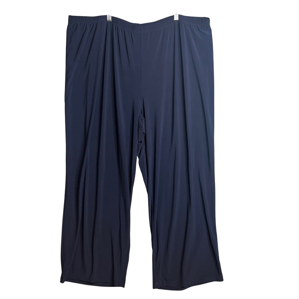 Woman Within Wide Leg Pull On Pants Plus Size 30W Navy Comfort Stretch NEW